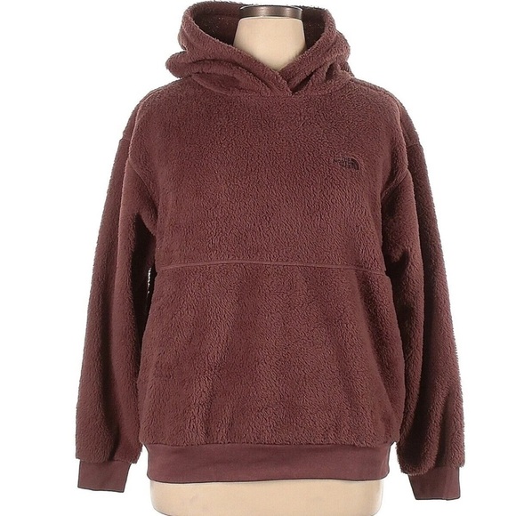The North Face Size  L Brown Maroon Purple sherpa Po Hoodie - Picture 1 of 11